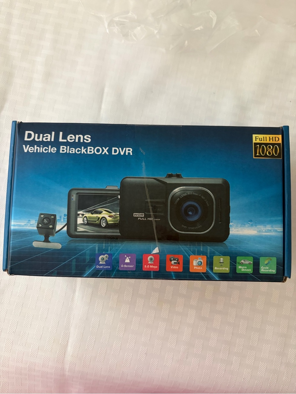 Dual Lens Vehicle BlackBOX DVR Dash Camera - Black